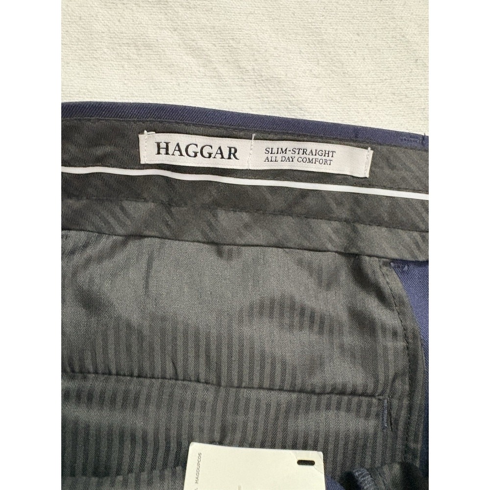 NEW Haggar Men's All Day Comfort Slim Straight Fit Pants Navy Men's Size 38 X 32 - Picture 8 of 12